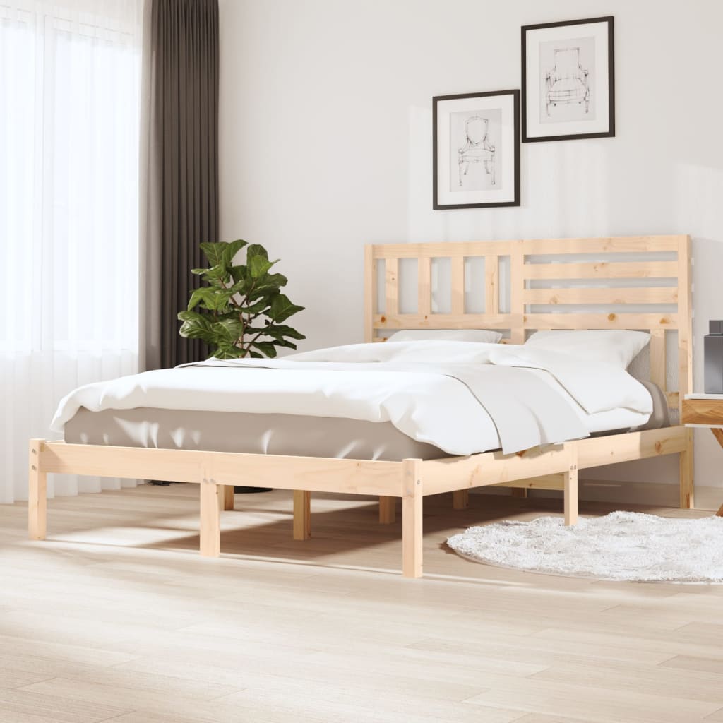 Vetonek Estructura de cama sin colchón madera maciza de pino 120x190 cm