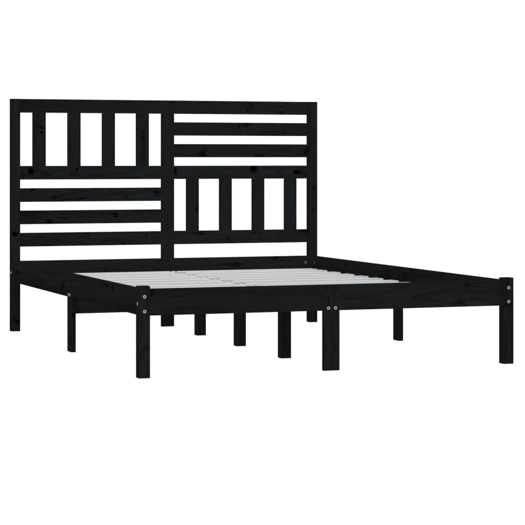 Black pine wooden bed structure 120x200 cm