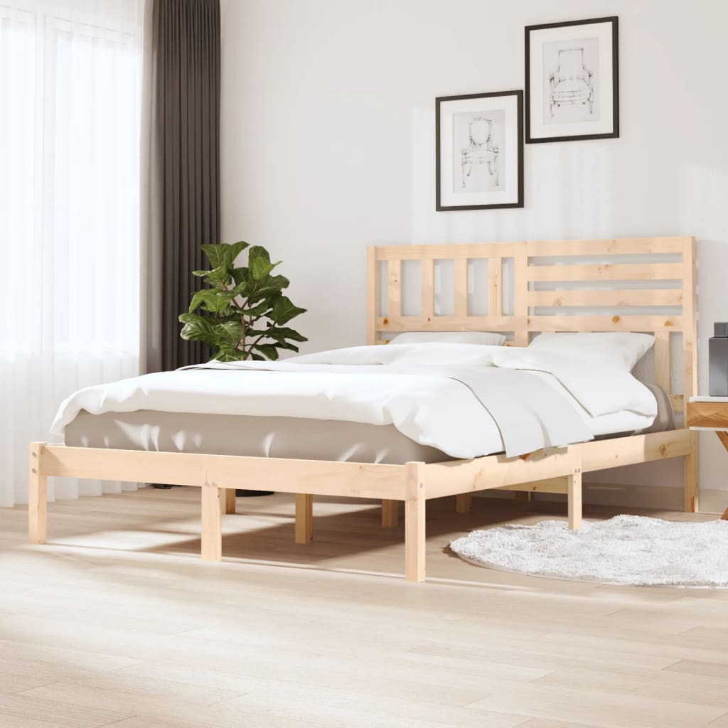 Vetonek Estructura de cama sin colchón madera maciza de pino 160x200 cm