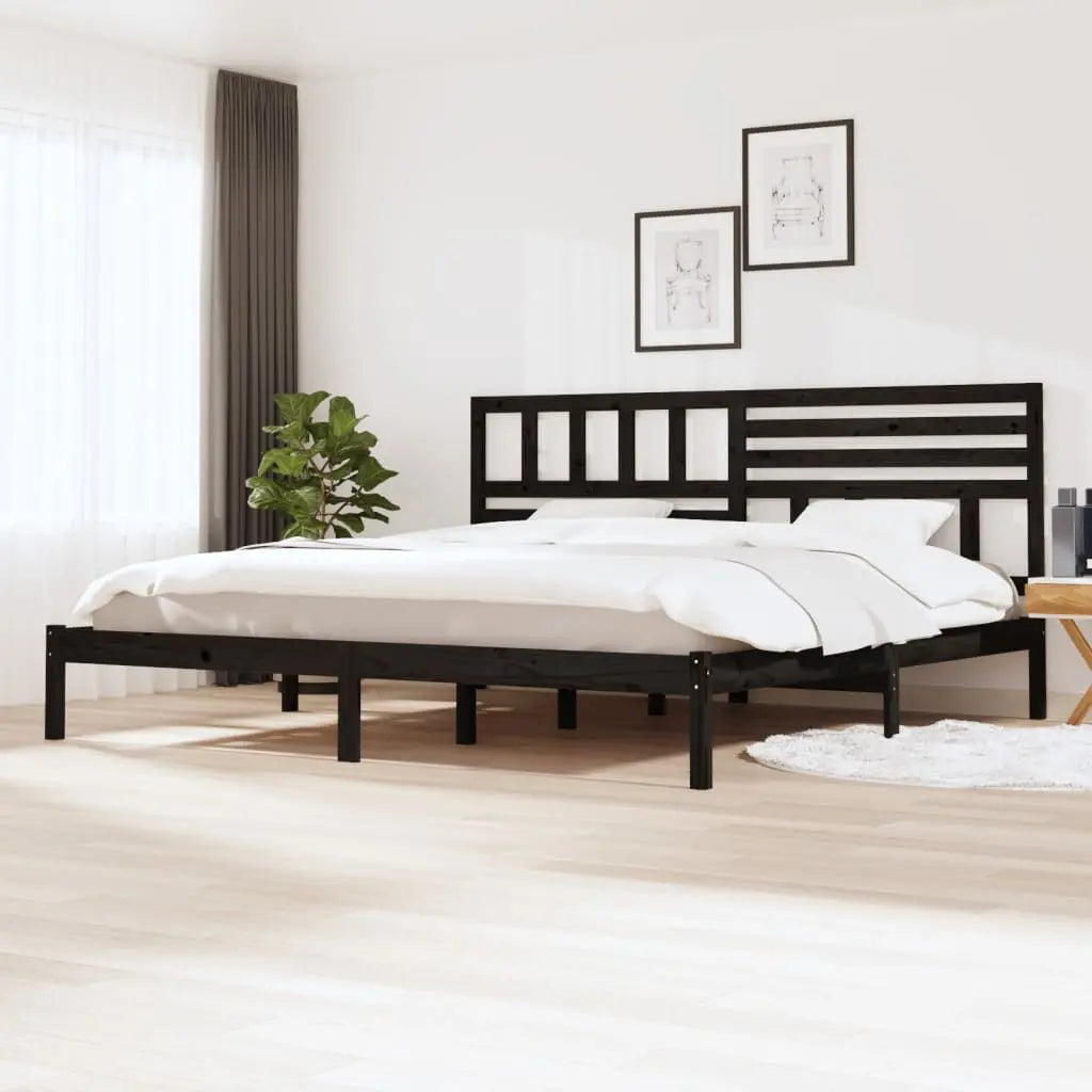 Vetonek Estructura de cama sin colchón madera de pino negro 200x200 cm