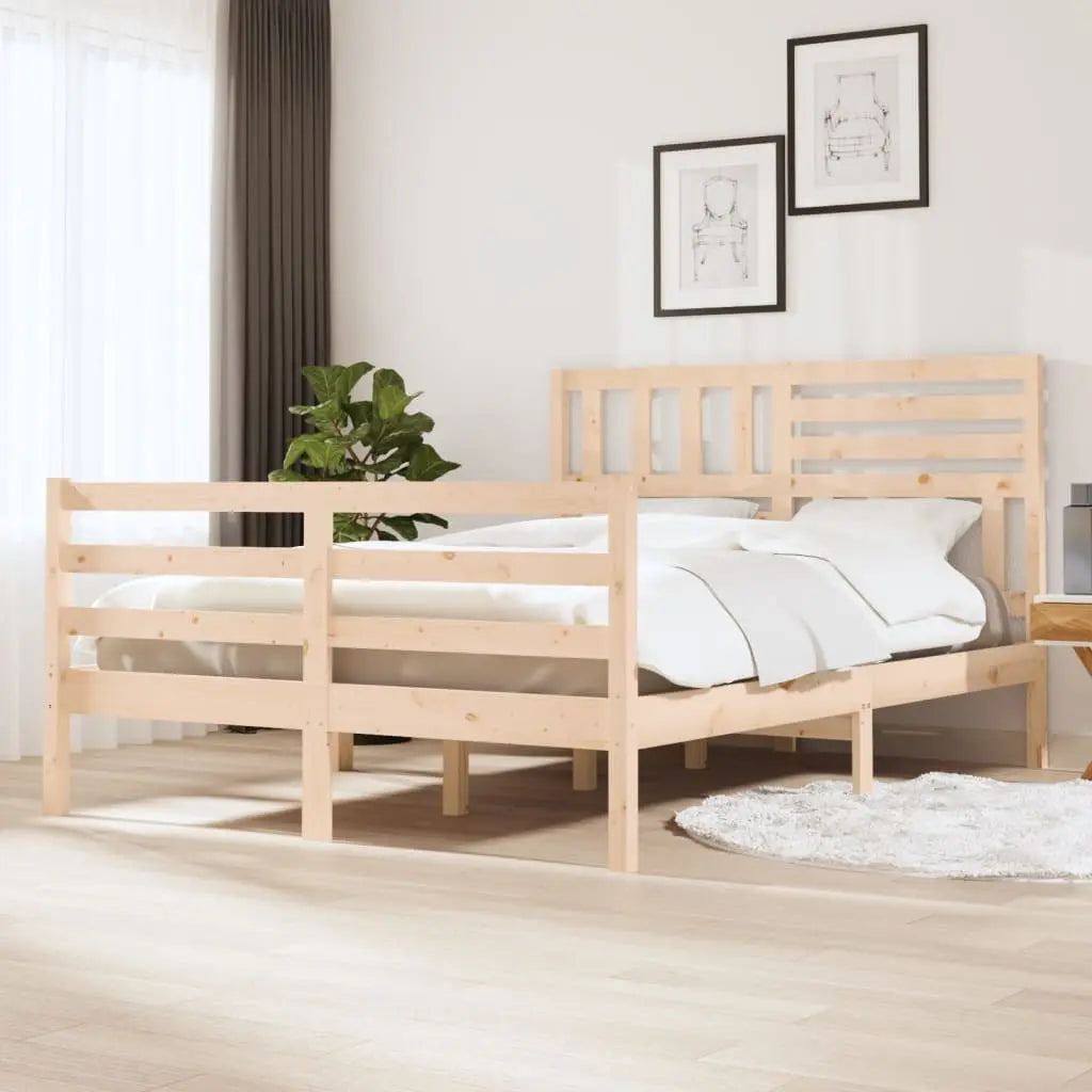 Vetonek Estructura de cama doble pequeña de madera maciza 120x190 cm