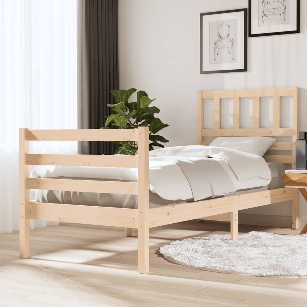 Vetonek Estructura de cama sin colchón madera maciza 90x200 cm