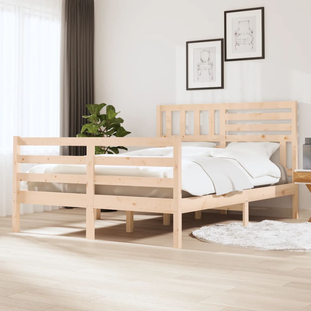 Vetonek Estructura de cama sin colchón madera maciza 120x200 cm