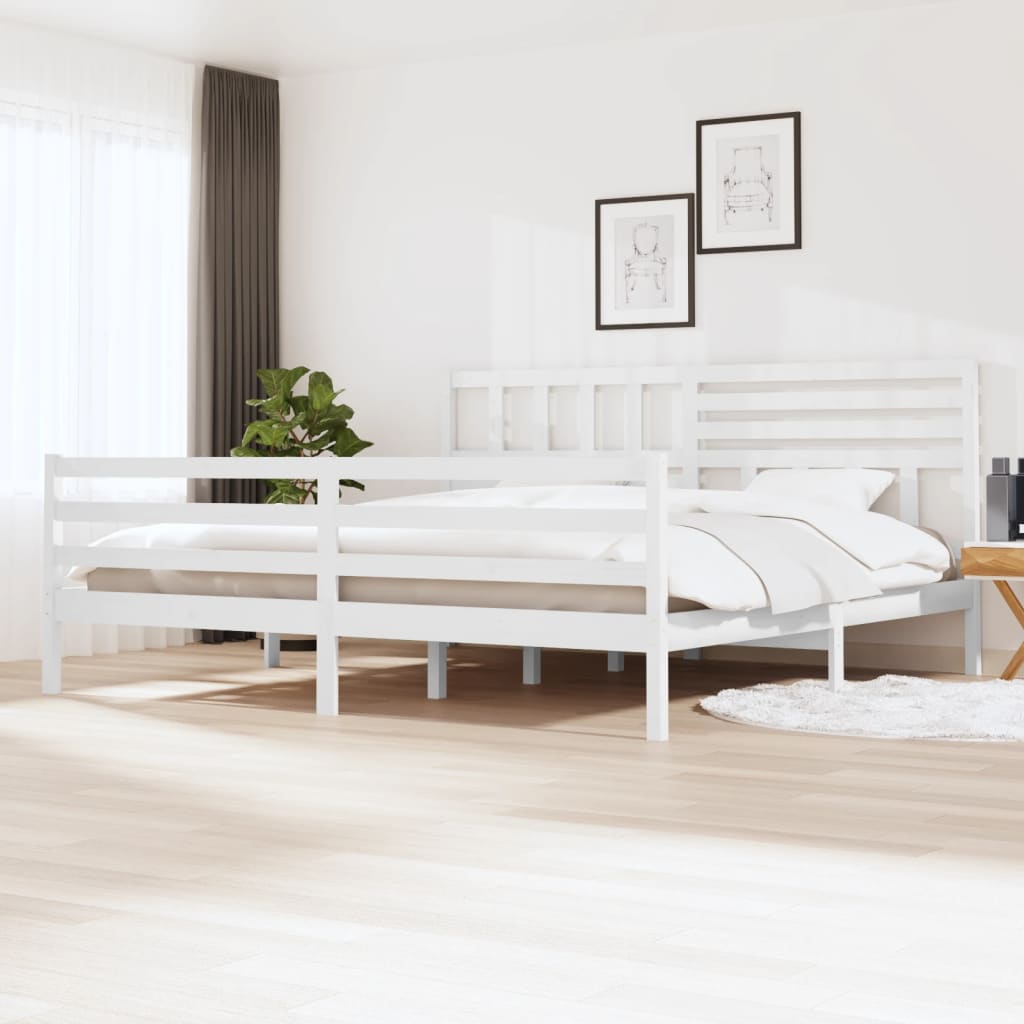 Vetonek Estructura cama de madera maciza blanca super king 180x200 cm