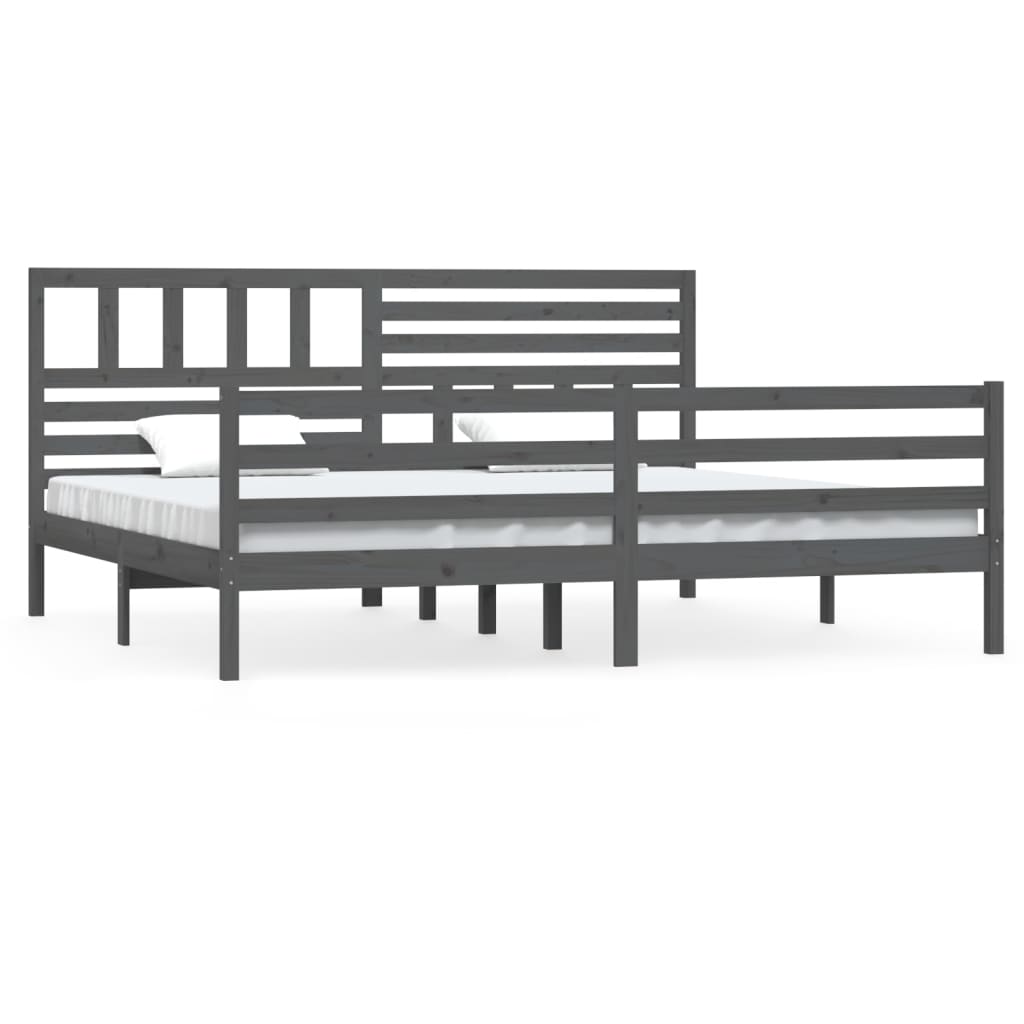 Vetonek Estructura de cama sin colchón madera maciza gris 200x200 cm