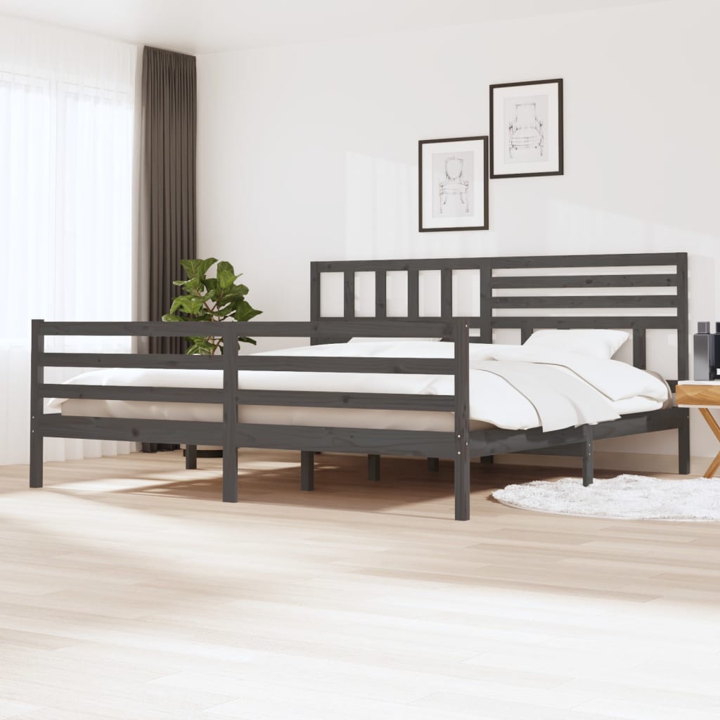 Estructura de cama sin colchón madera maciza gris 200x200 cm v0974 Vetonek