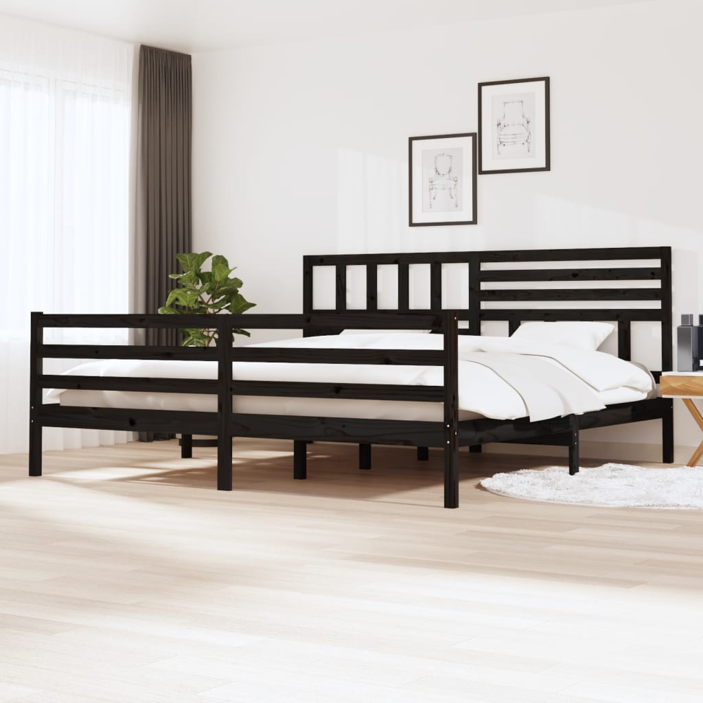 Vetonek Estructura de cama sin colchón madera maciza negro 200x200 cm