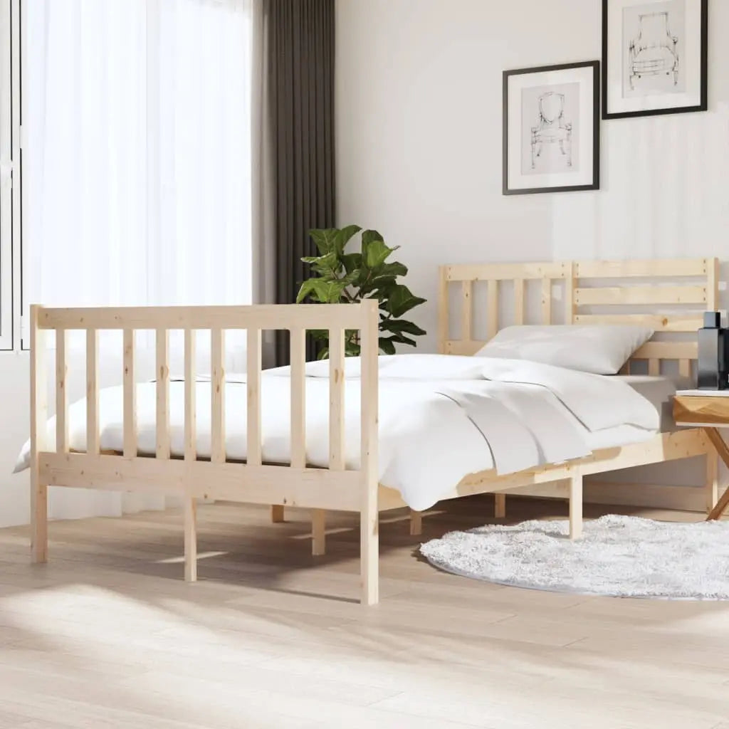 Vetonek Estructura de cama doble pequeña de madera maciza 120x190 cm