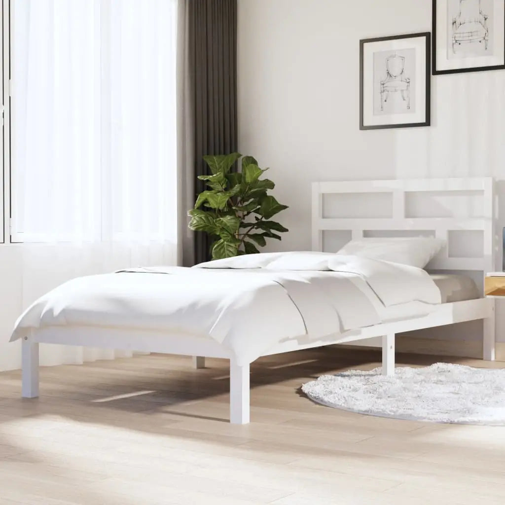 Vetonek Estructura de cama madera maciza de pino blanco 90x200 cm