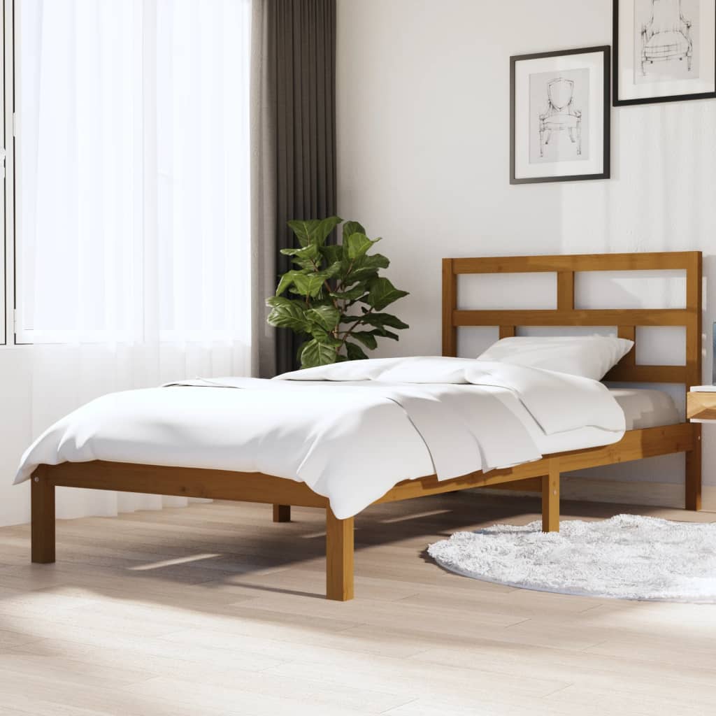 Vetonek Estructura de cama madera maciza de pino marrón miel 100x200 cm