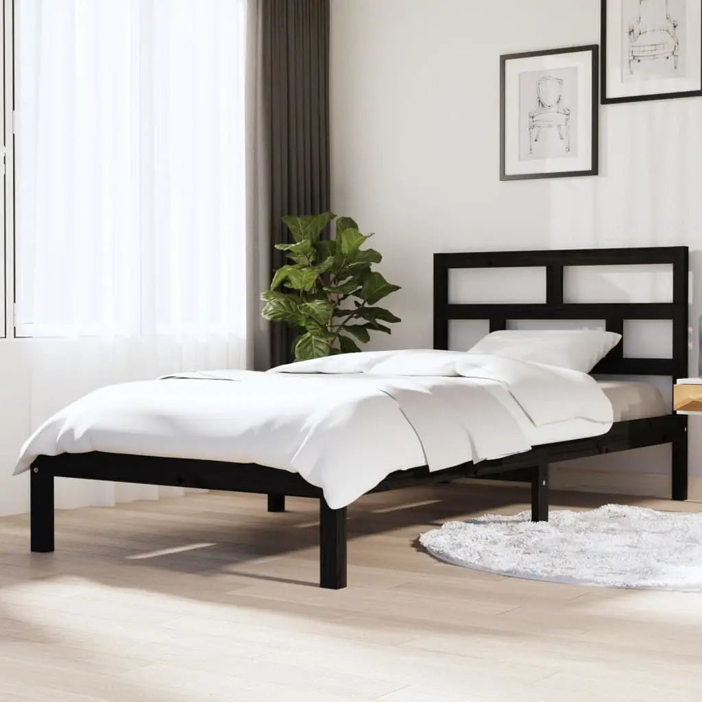 Vetonek Estructura de cama madera maciza de pino negro 100x200 cm