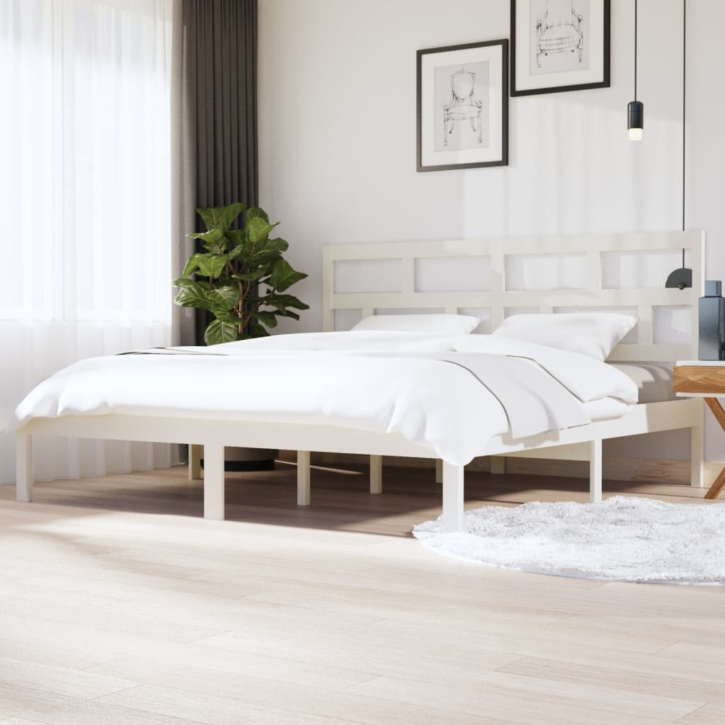 Vetonek Estructura de cama madera maciza de pino blanco 200x200 cm