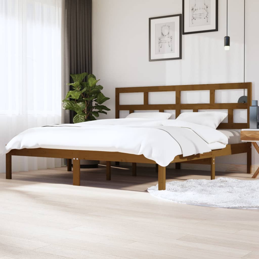 Vetonek Estructura de cama madera maciza de pino marrón miel 200x200 cm