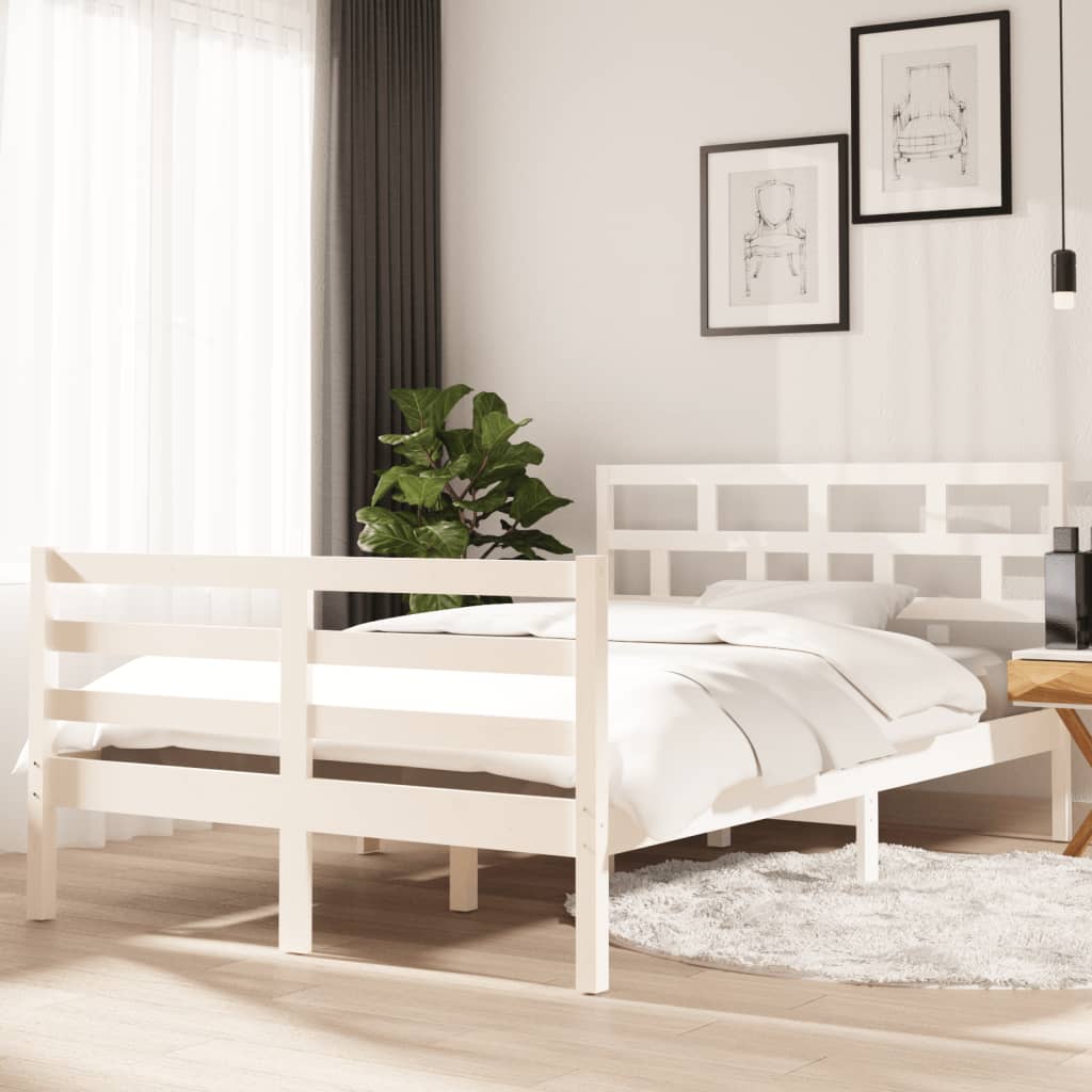 Vetonek Estructura de cama madera maciza de pino blanco 120x200 cm