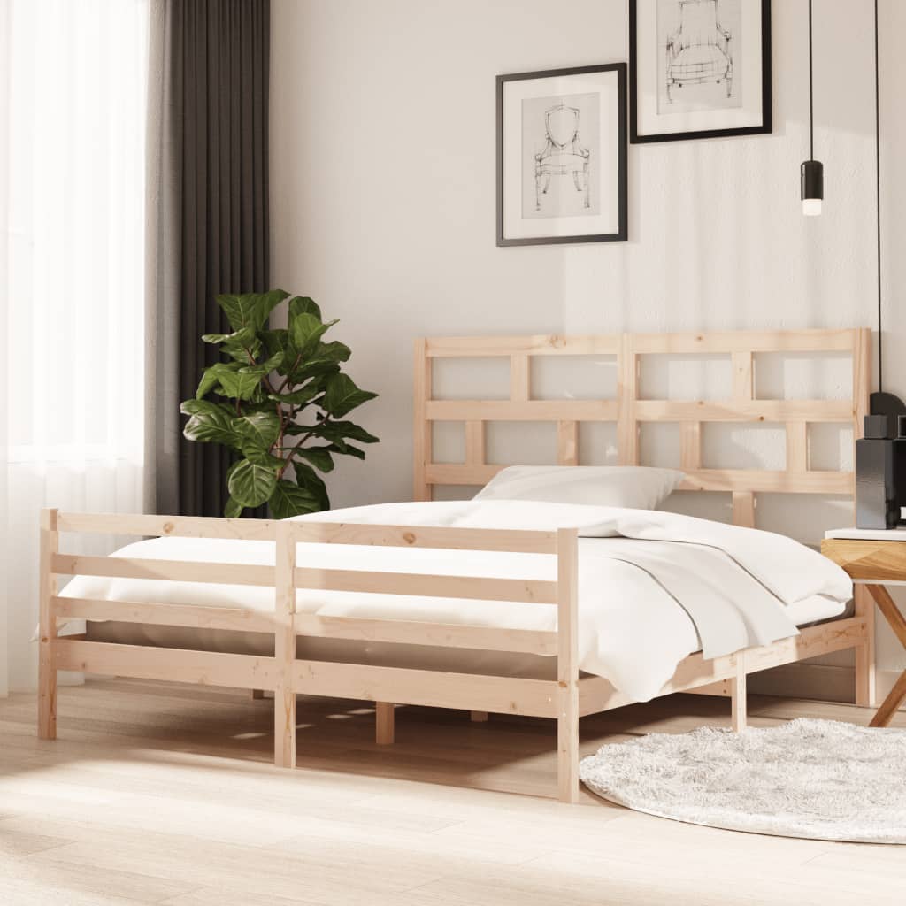 Vetonek Estructura de cama doble sin colchón madera maciza