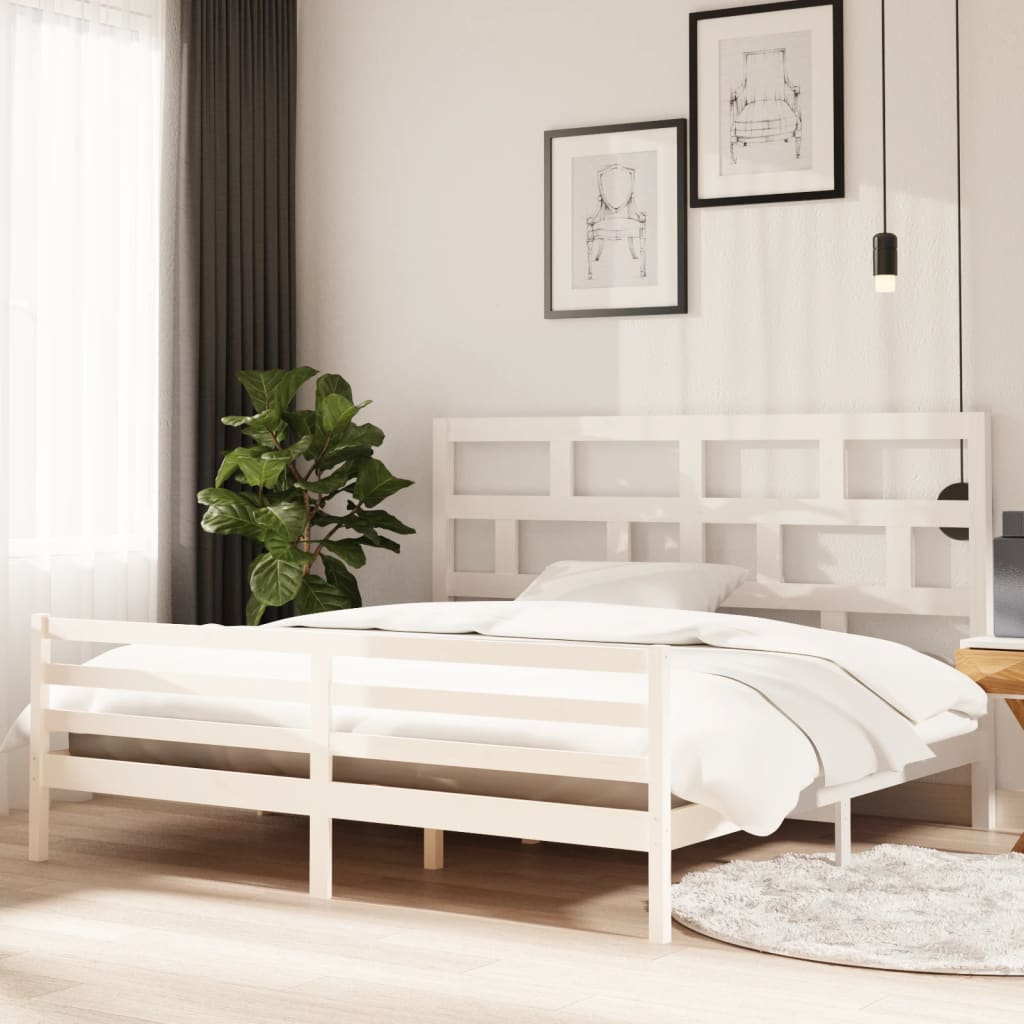 Vetonek Estructura de cama madera maciza de pino blanca 200x200 cm