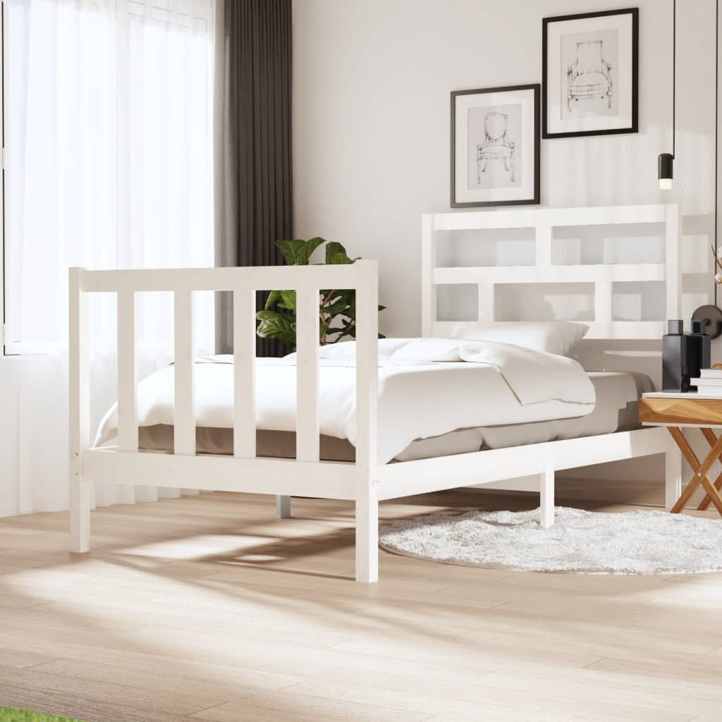 Vetonek Estructura de cama madera maciza de pino blanco 75x190 cm