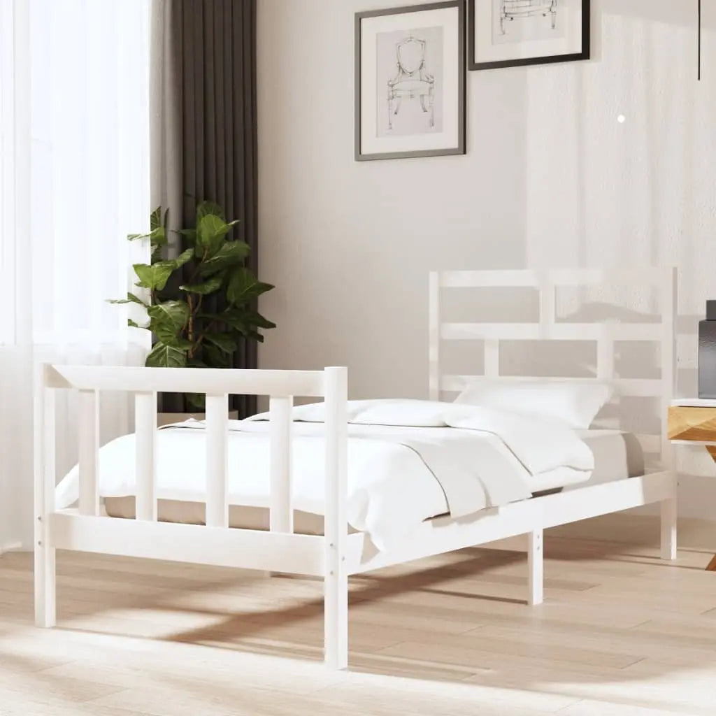 Vetonek Estructura de cama madera maciza de pino blanco 90x200 cm