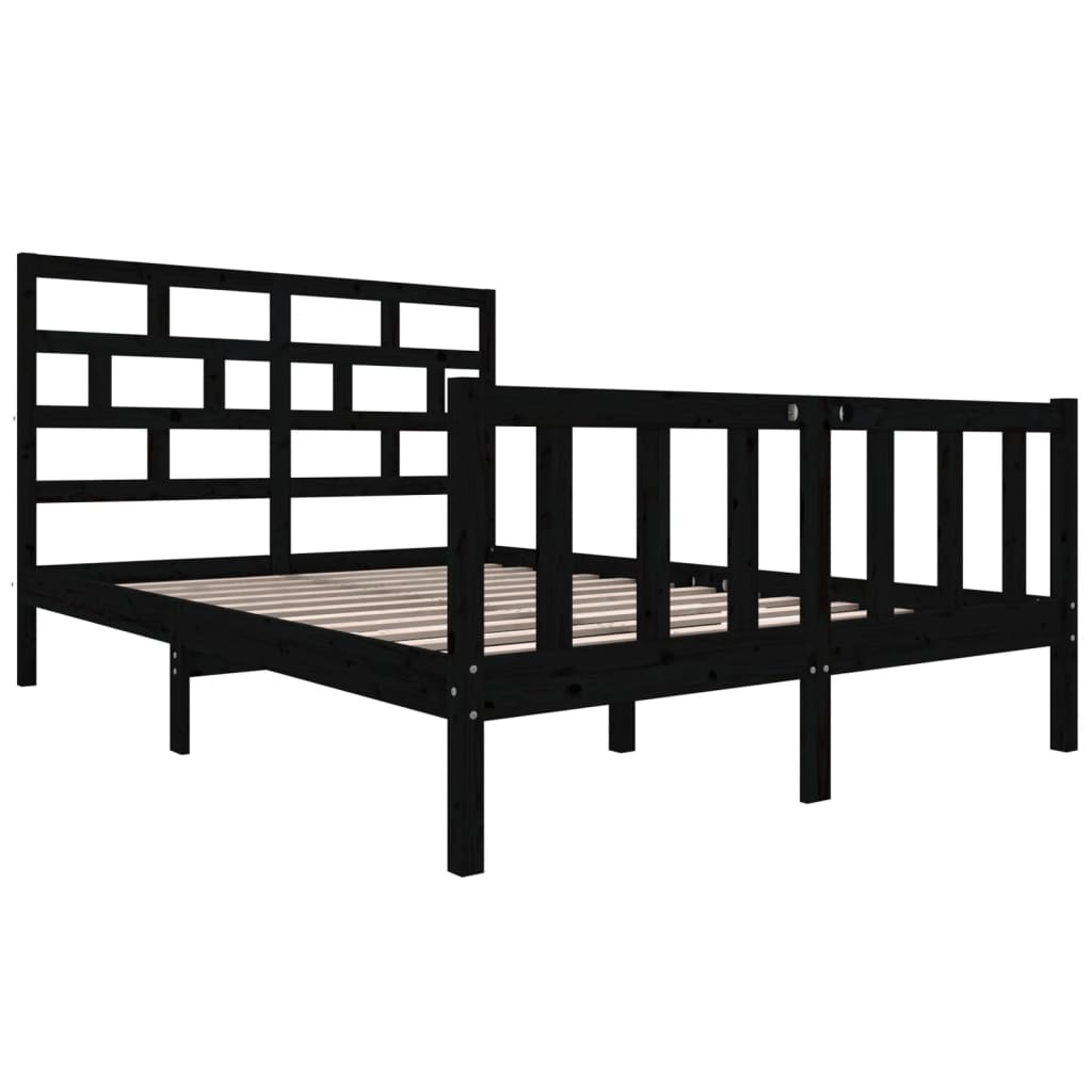 Black pine wooden bed structure 120x200 cm