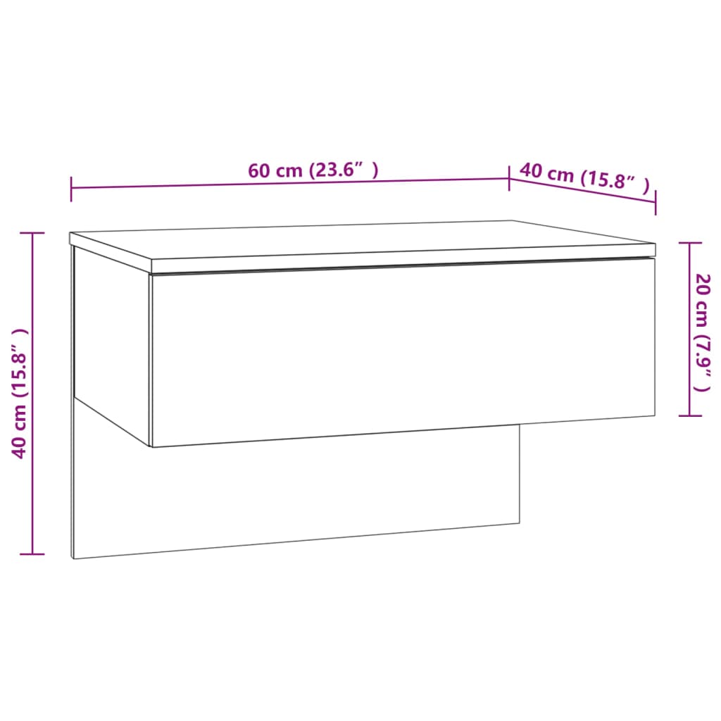 Mesita de noche de pared 2 uds color roble Sonoma vidaXL