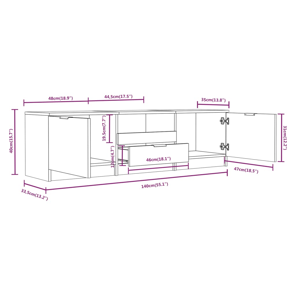 Mueble para TV madera blanco 140x35x40 cm vidaXL