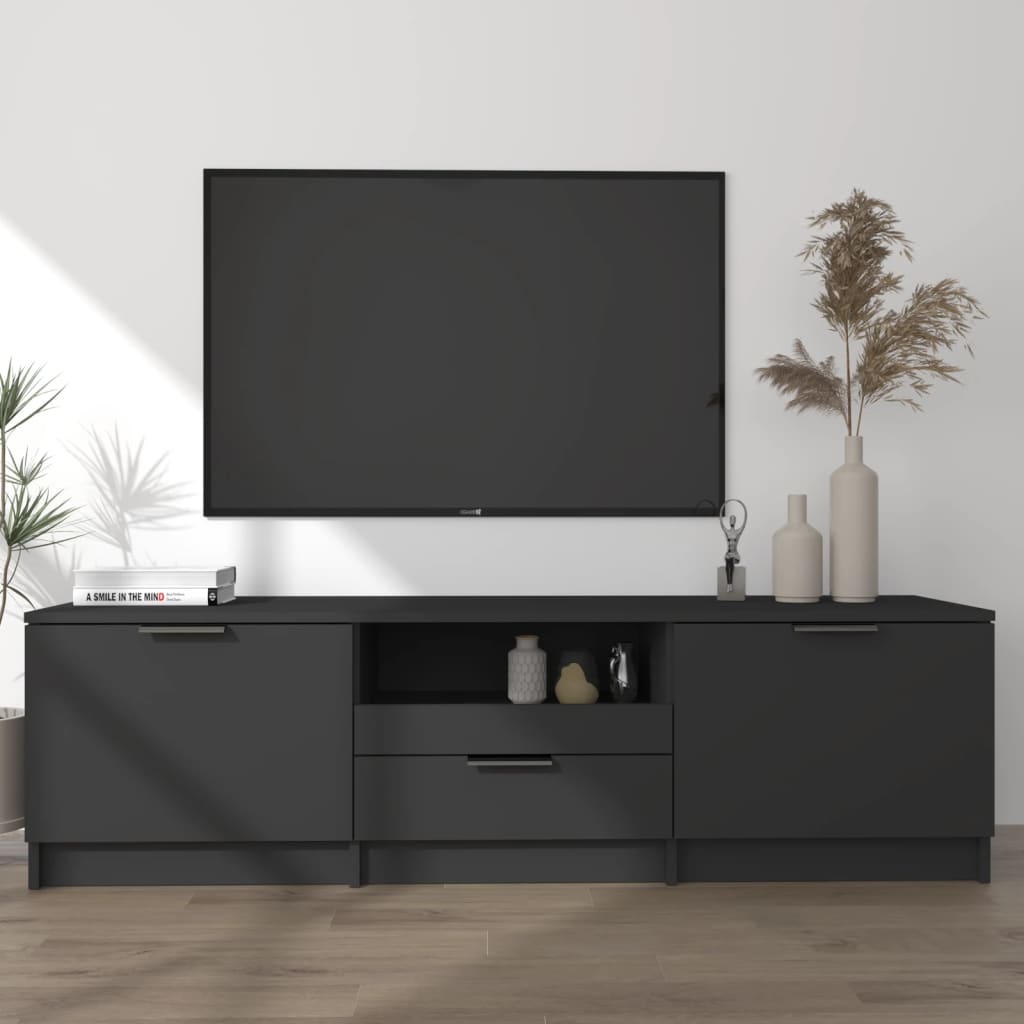 Vetonek Mueble para TV madera contrachapada negro 140x35x40 cm