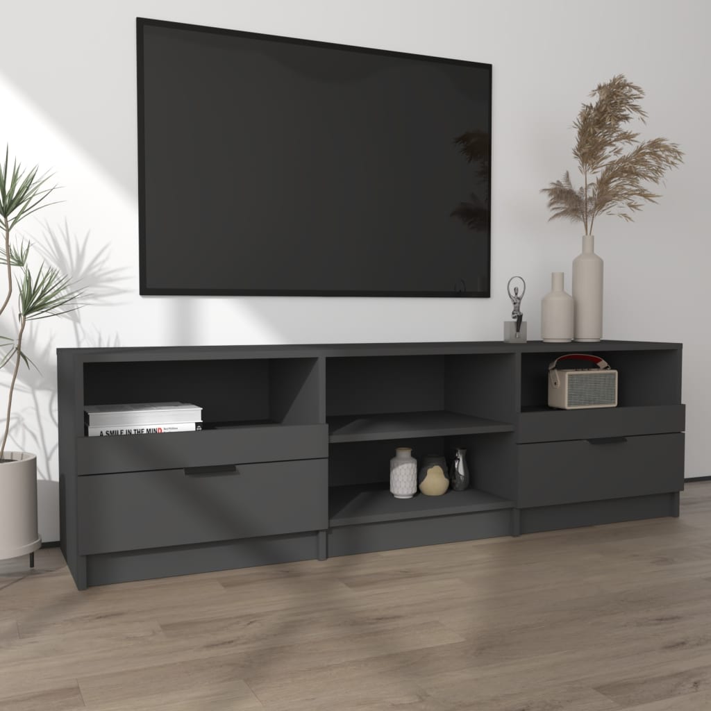 TV furniture Black wood 150x33,5x45 cm