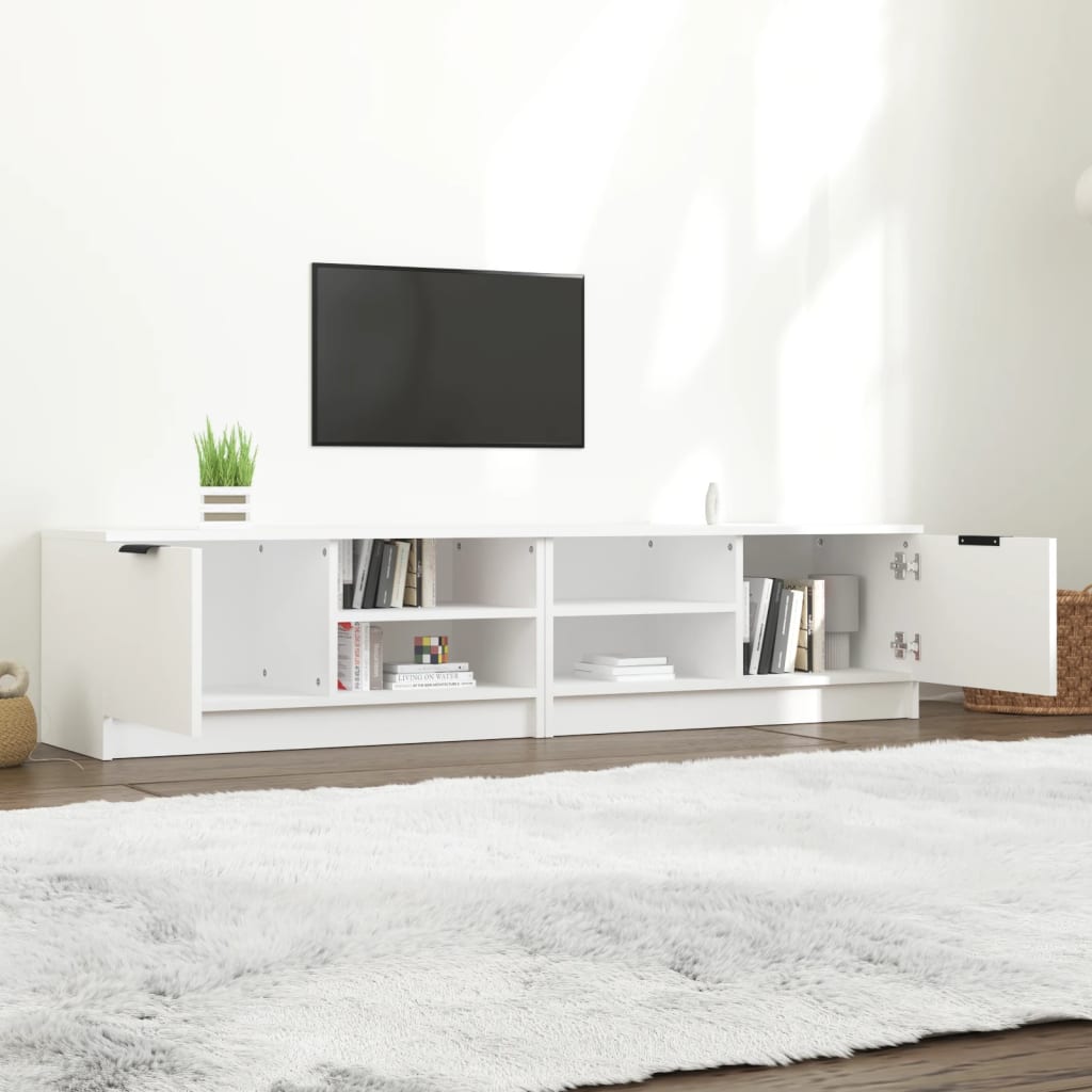 TV -Möbel 2 PCs Weißer Sperrholz 80x35x36.5 cm