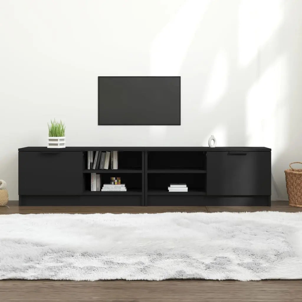 Vetonek Mueble para TV 2 pzas madera contrachapada negro 80x35x36,5 cm