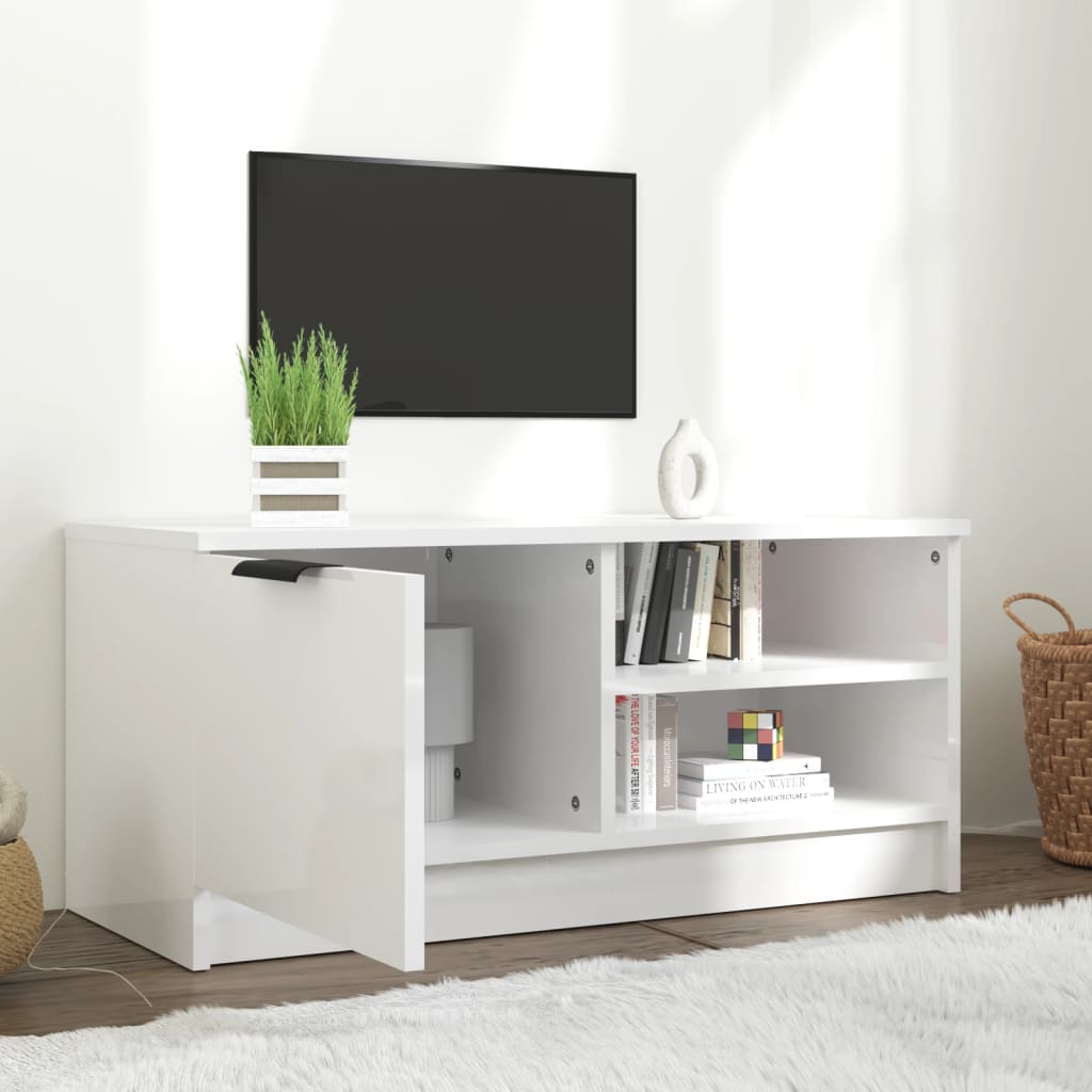 Mueble de TV madera blanco brillante 80x35x36,5cm