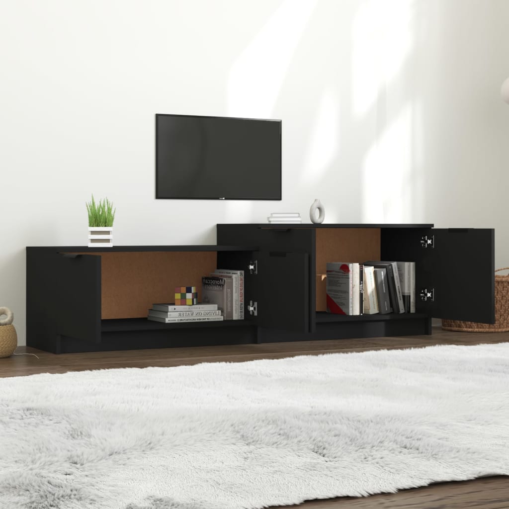 Mueble de TV madera negro 158,5x36x45 cm