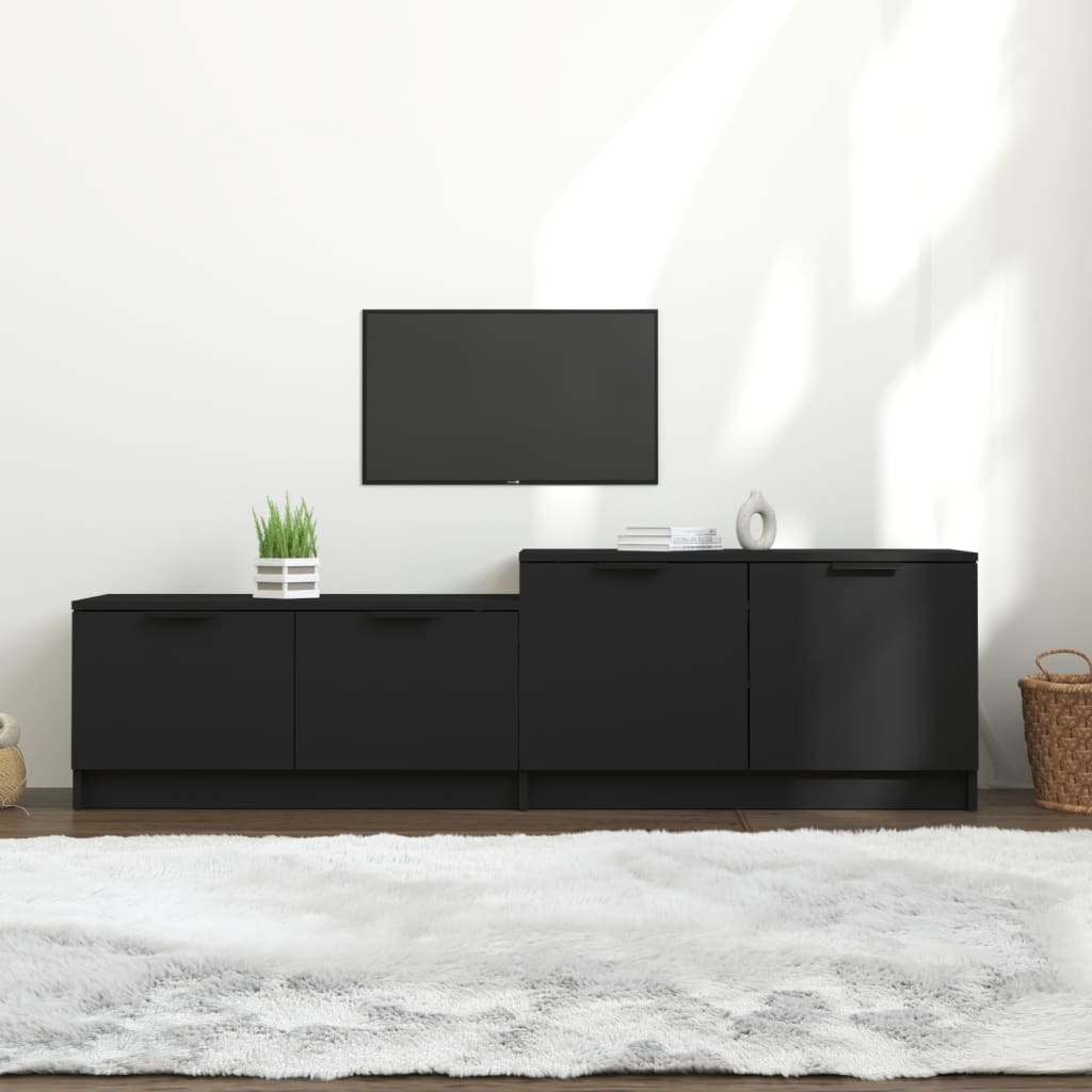 Vetonek Mueble de TV madera contrachapada negro 158,5x36x45 cm