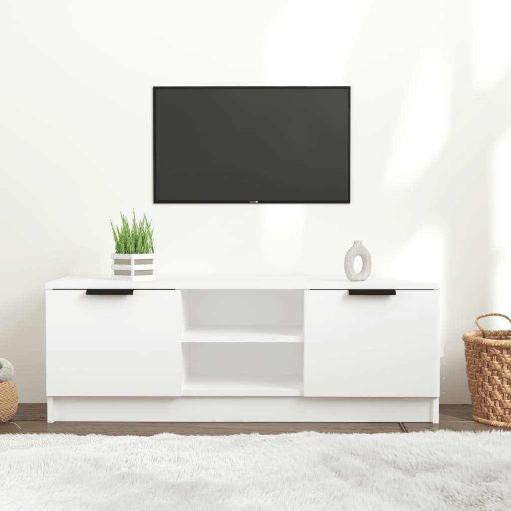 Vetonek Mueble de TV madera contrachapada blanco 102x35x36,5 cm