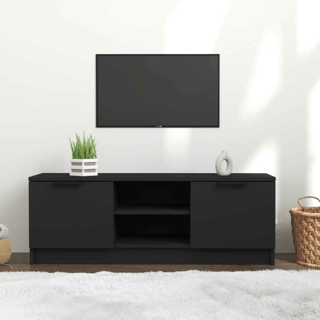 Vetonek Mueble de TV madera contrachapada negro 102x35x36,5 cm