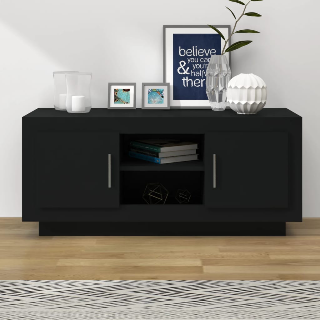 Vetonek Mueble de TV madera contrachapada negro 102x35x45 cm