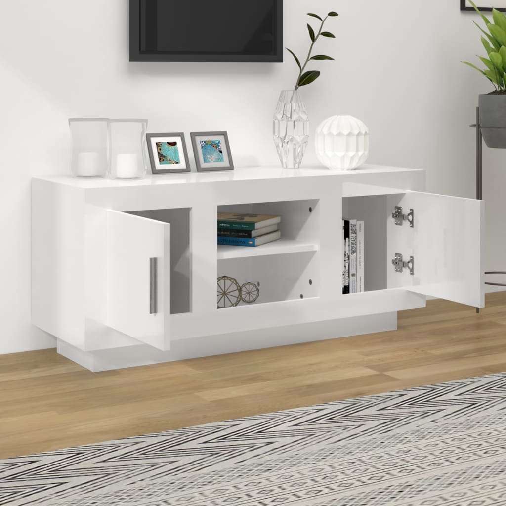 TV furniture white wood 102x35x45 cm