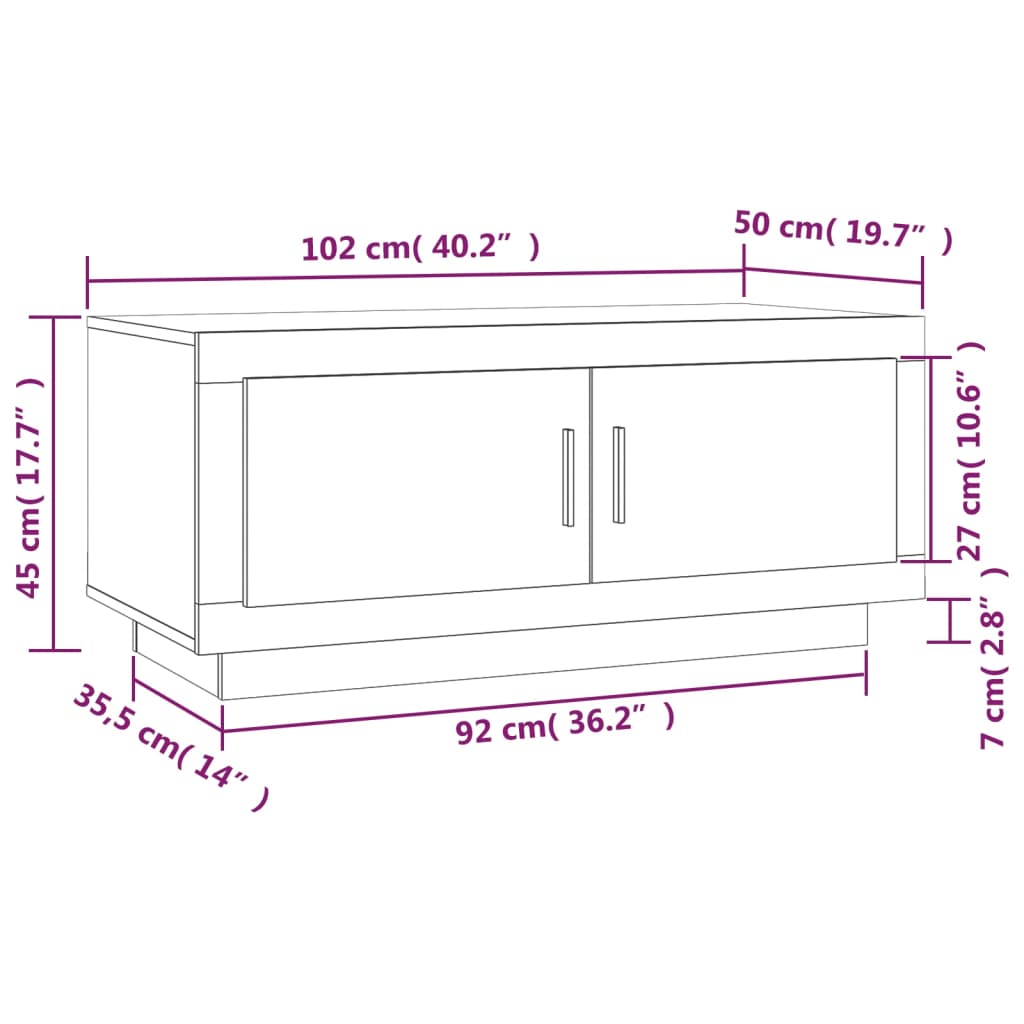 Mesa de centro madera de ingeniería blanco 102x50x45 cm vidaXL