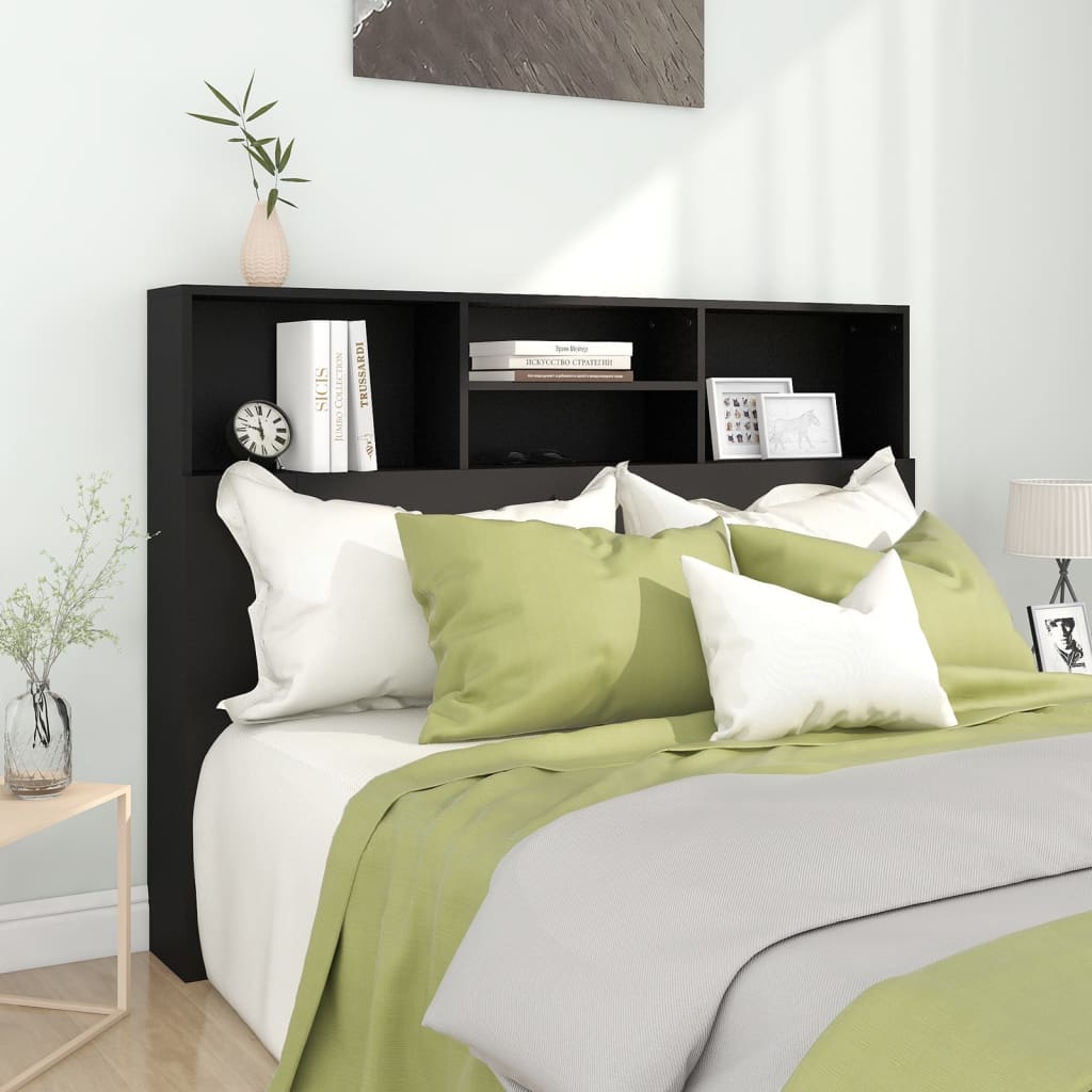 Mobili con testiera nera 140x19x103,5 cm v6556 Vetonek