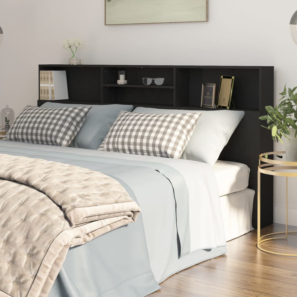 Mobili con testiera nera 200x19x103,5 cm v6730 Vetonek