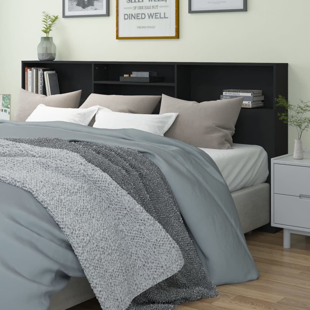 Mobili con testiera nera 220x19x103,5 cm v6792 Vetonek