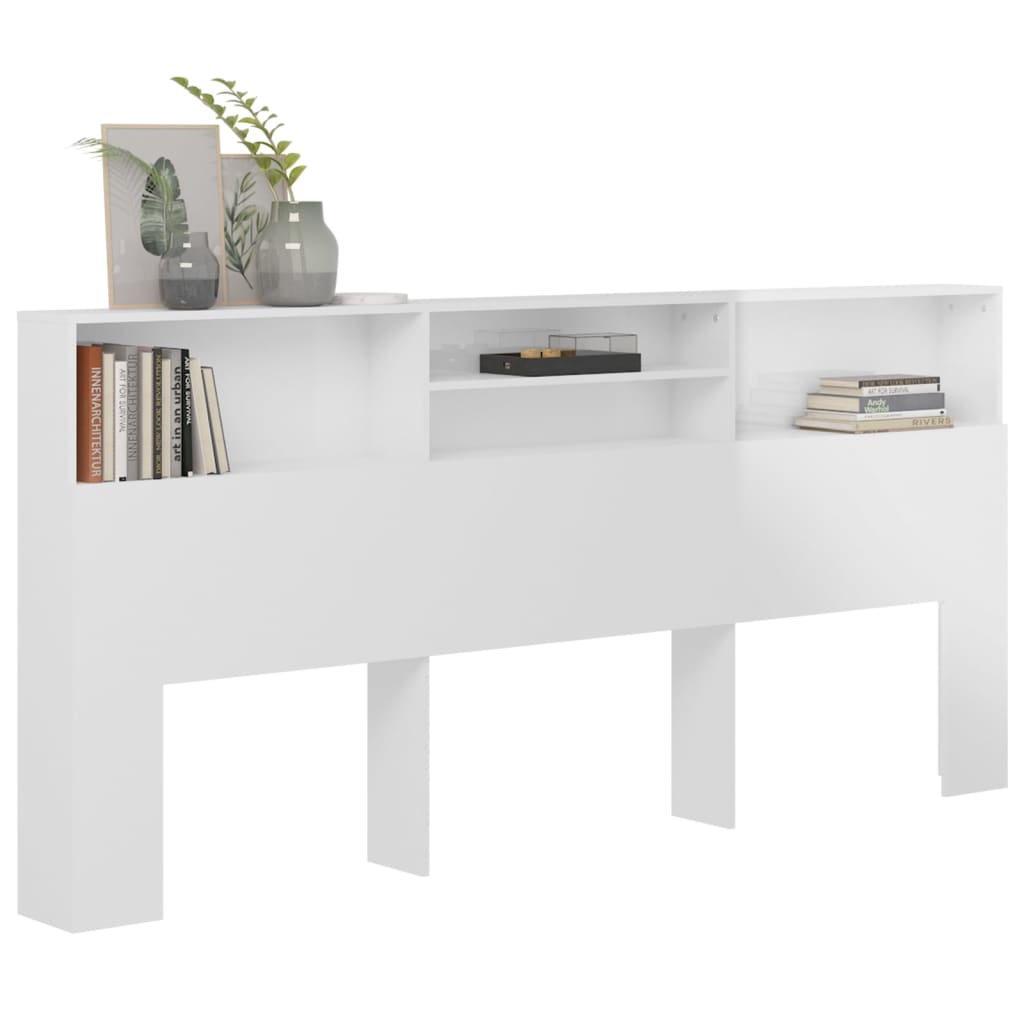 Mueble cabecero blanco brillante 220x19x103,5 cm vidaXL