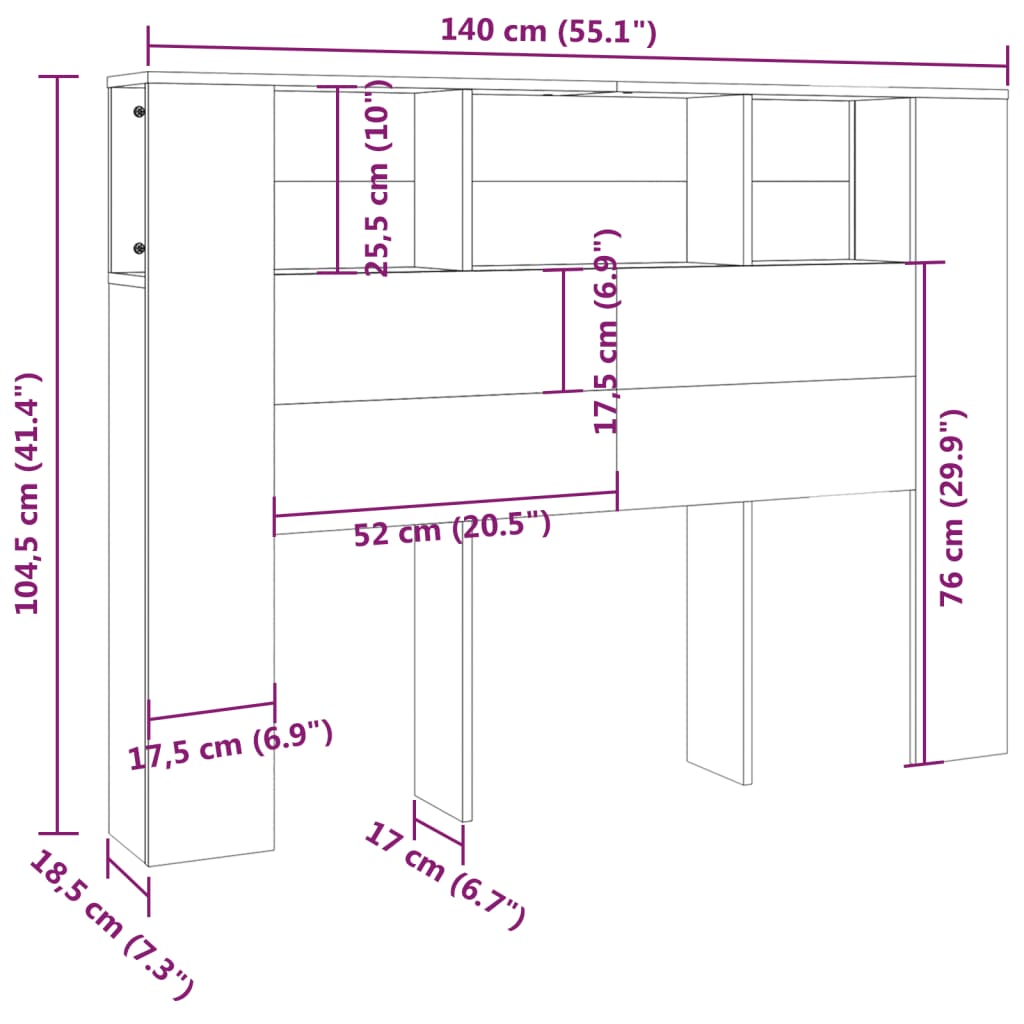 Mueble cabecero blanco 140x18,5x104,5 cm vidaXL