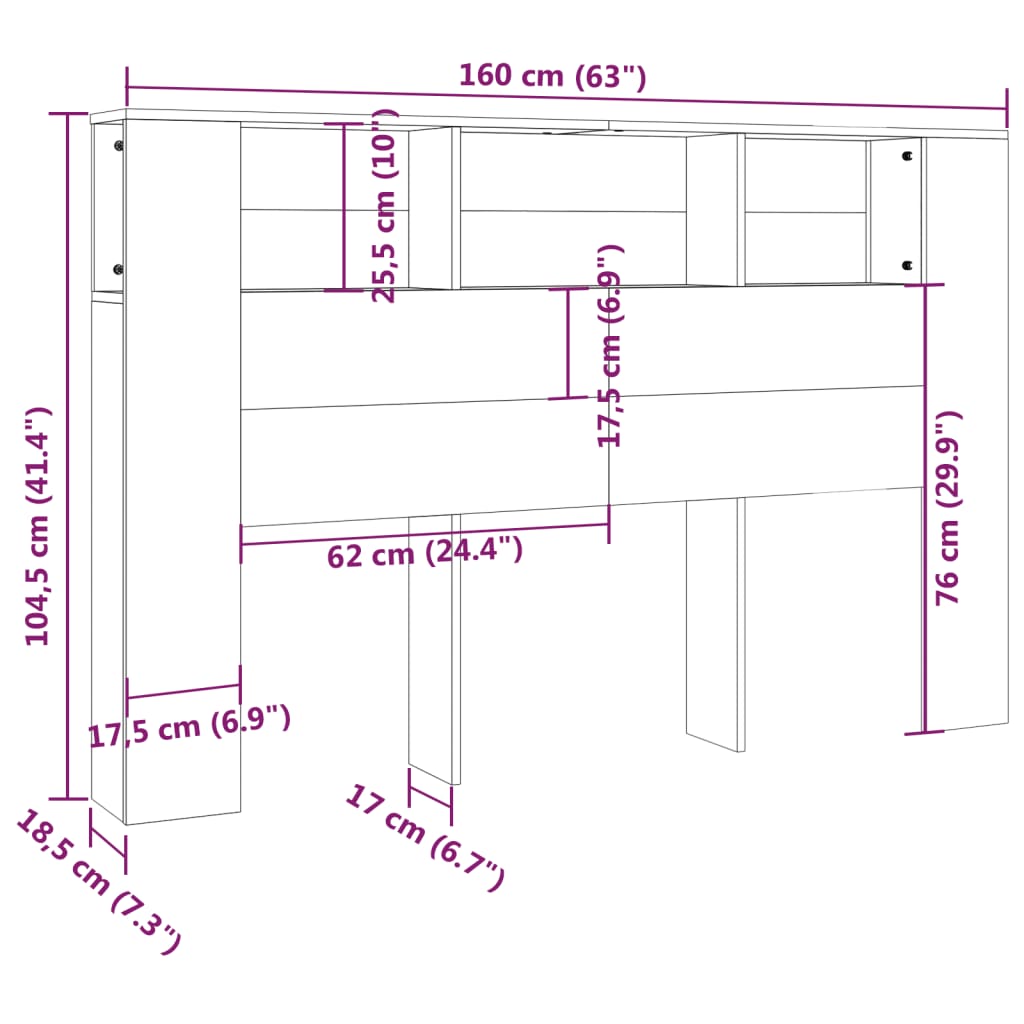 Mobile con testiera nera 160x18,5x104,5 cm v7034 - Vetonek
