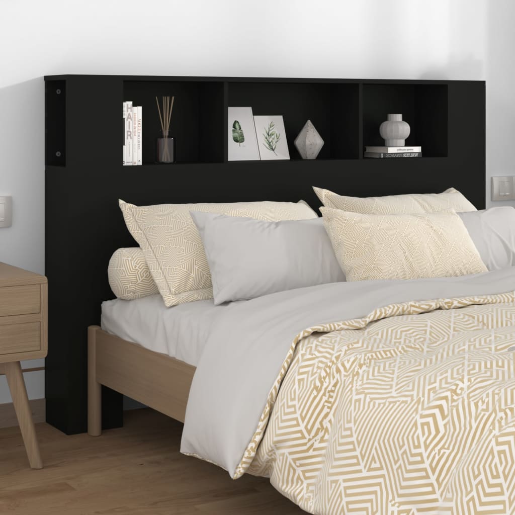 Mobili con testiera nera 160x18,5x104,5 cm v7034 Vetonek
