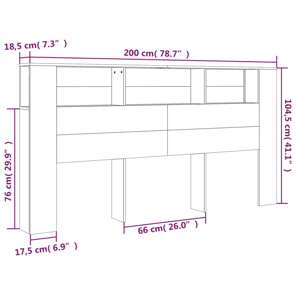 Mueble cabecero blanco 200x18,5x104,5 cm vidaXL