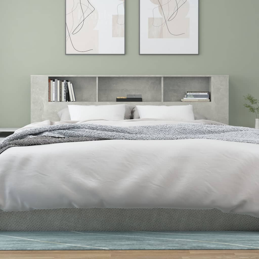 Mobile con testiera grigio cemento 200x18,5x104,5 cm v7171 - Vetonek