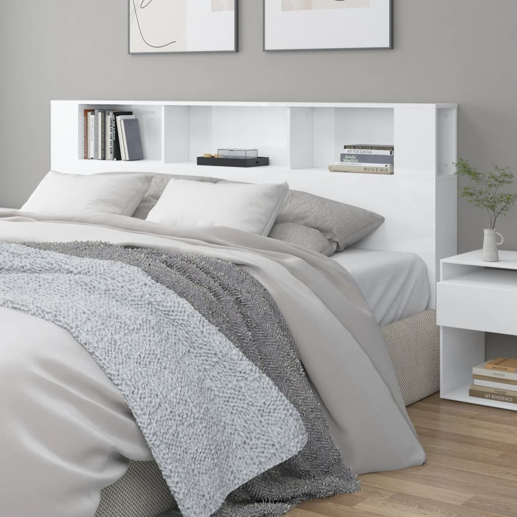 Mobile testiera bianco lucido 200x18,5x104,5 cm v7195 Vetonek
