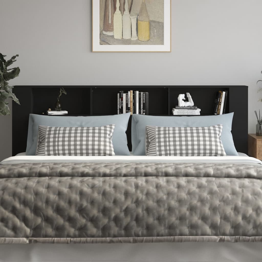 Mobile con testiera nera 220x18,5x104,5 cm v7218 - Vetonek