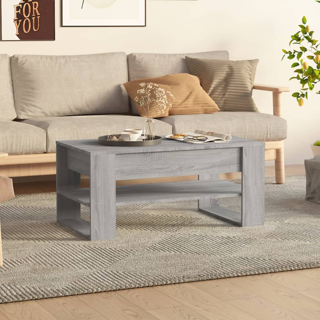 Vetonek Mesa de centro madera de ingeniería gris Sonoma 102x55x45 cm