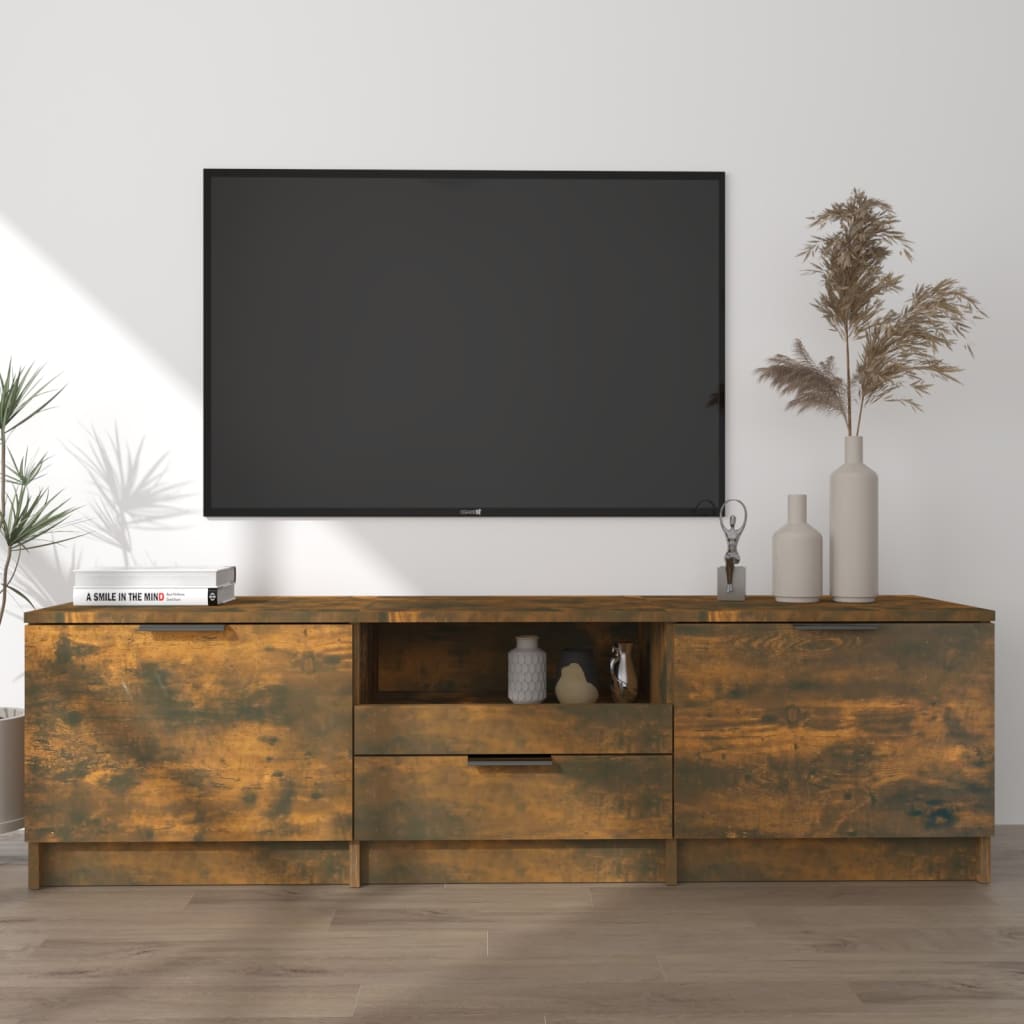 Vetonek Mueble para TV madera contrachapada roble ahumado 140x35x40cm